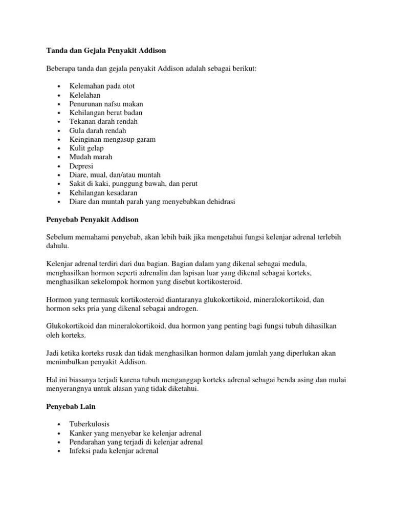 Tanda Dan Gejala Penyakit Addison | PDF