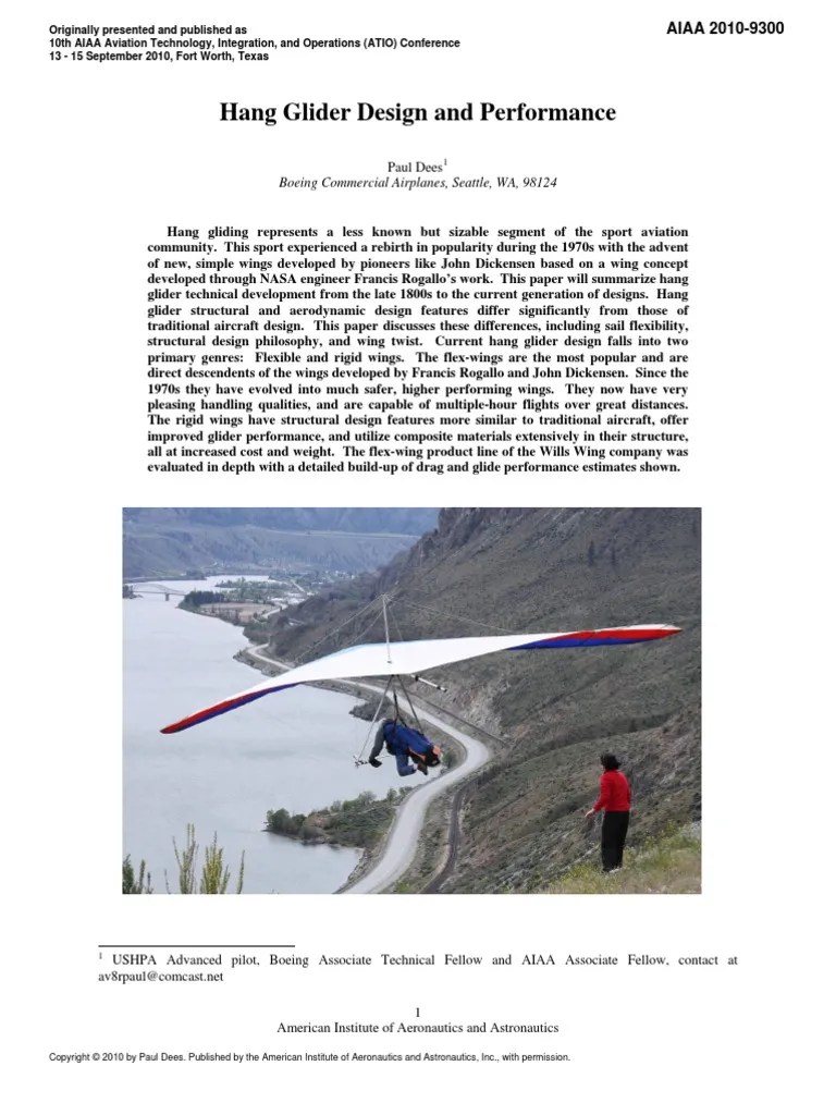 Hang Glider Design and Performance Gliding Glider (Sailplane)