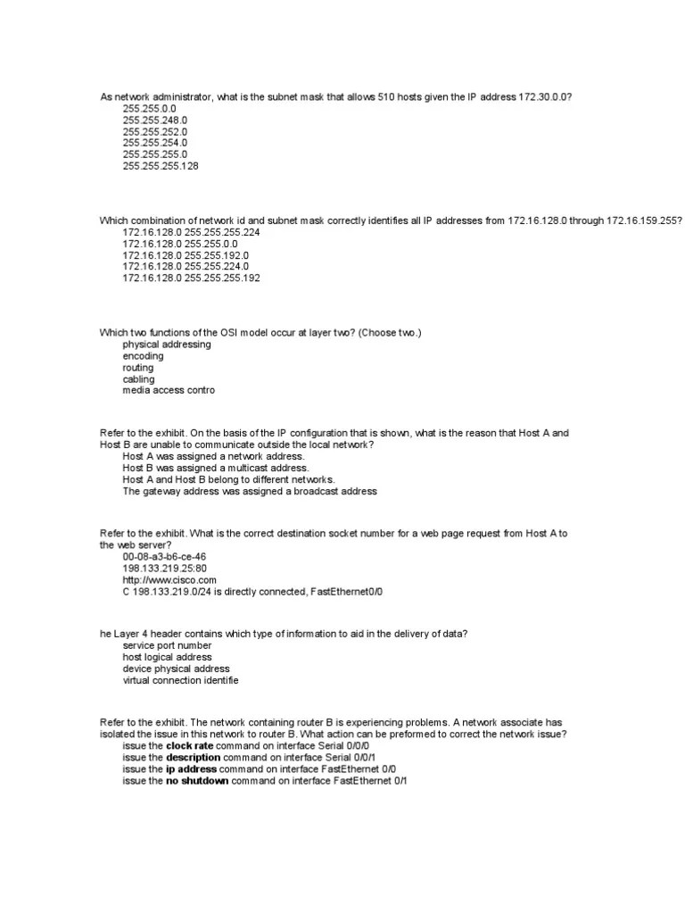 Final Exam Computer Network Ip Address