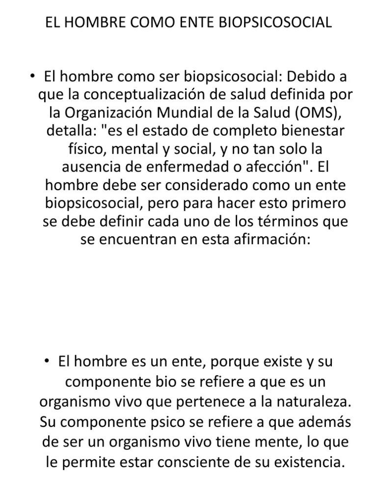 El Hombre Como Ente Biopsicosocial Cáncer Sociedad