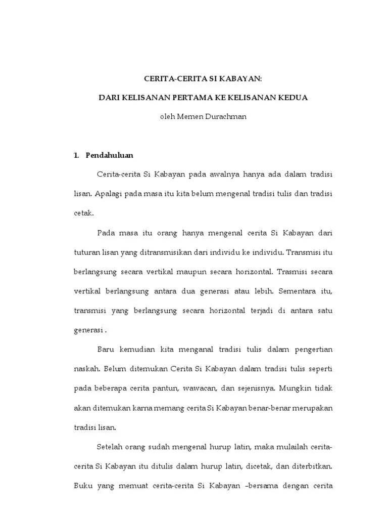 Cerita-Cerita Si Kabayan Dari Kelisanan Pertama Ke Kelisanan Kedua | PDF