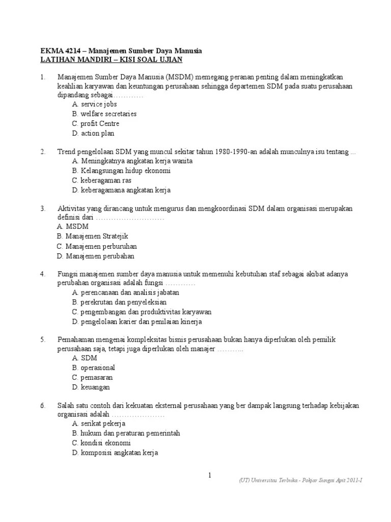 EKMA4214 - Manajemen Sumber Daya Manusia | PDF