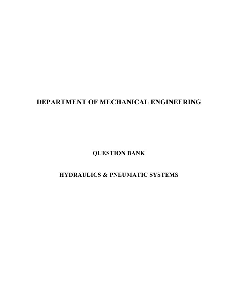 ME 1305 Applied Hydraulics and Pneumatics PDF