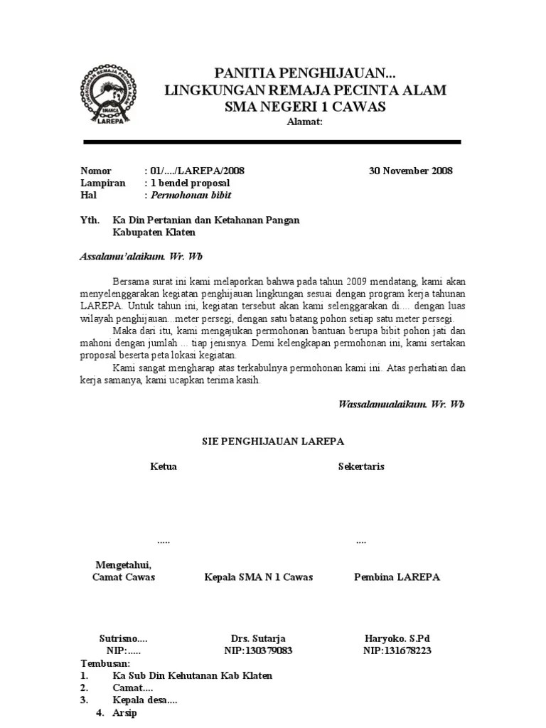 Contoh Proposal Bantuan Bibit Pohon Doc Berbagi Contoh Proposal