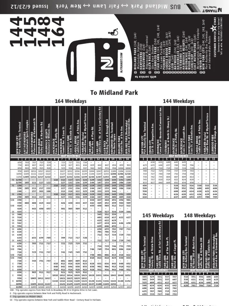Nj Transit Schedule Presidents Day 2023 144 Bus Schedule | Pdf | East Rutherford, New Jersey | Bus Transport