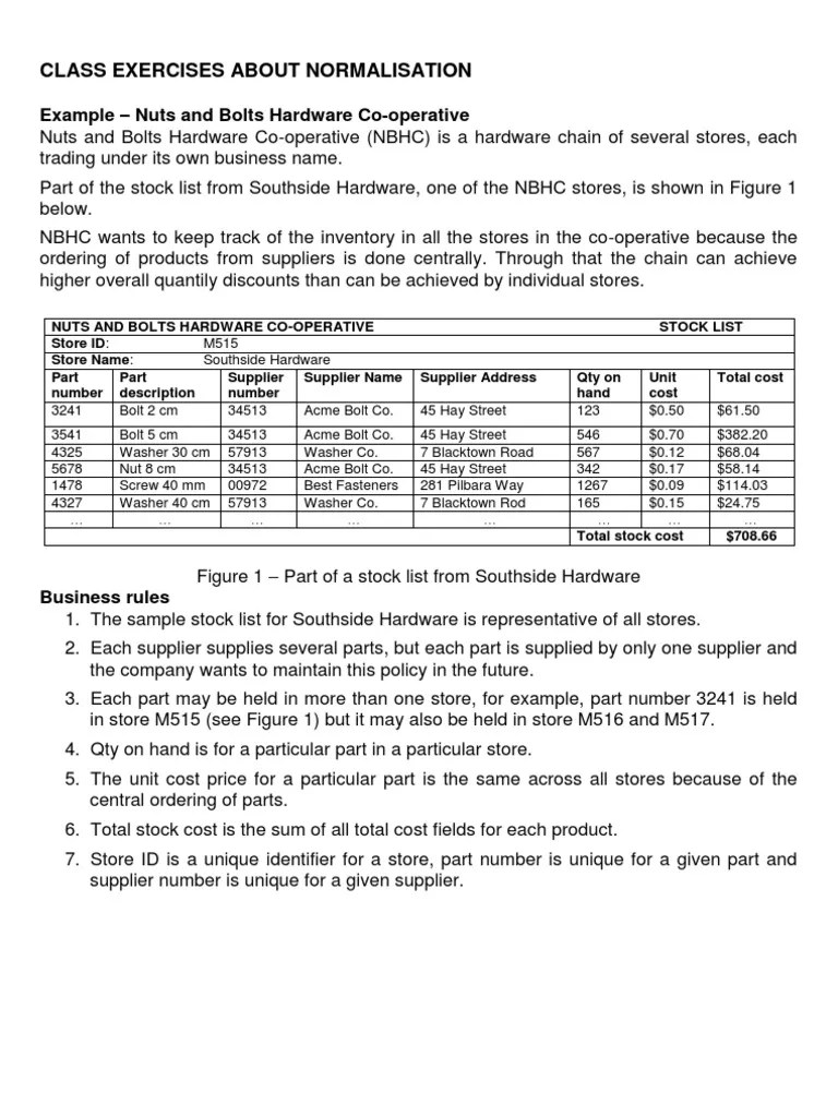 Bai Tap Ve Chuan Hoa Du Lieu Screw Information Technology Management