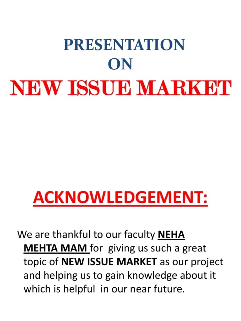 New Issue Market PDF Securities (Finance) Financial Markets