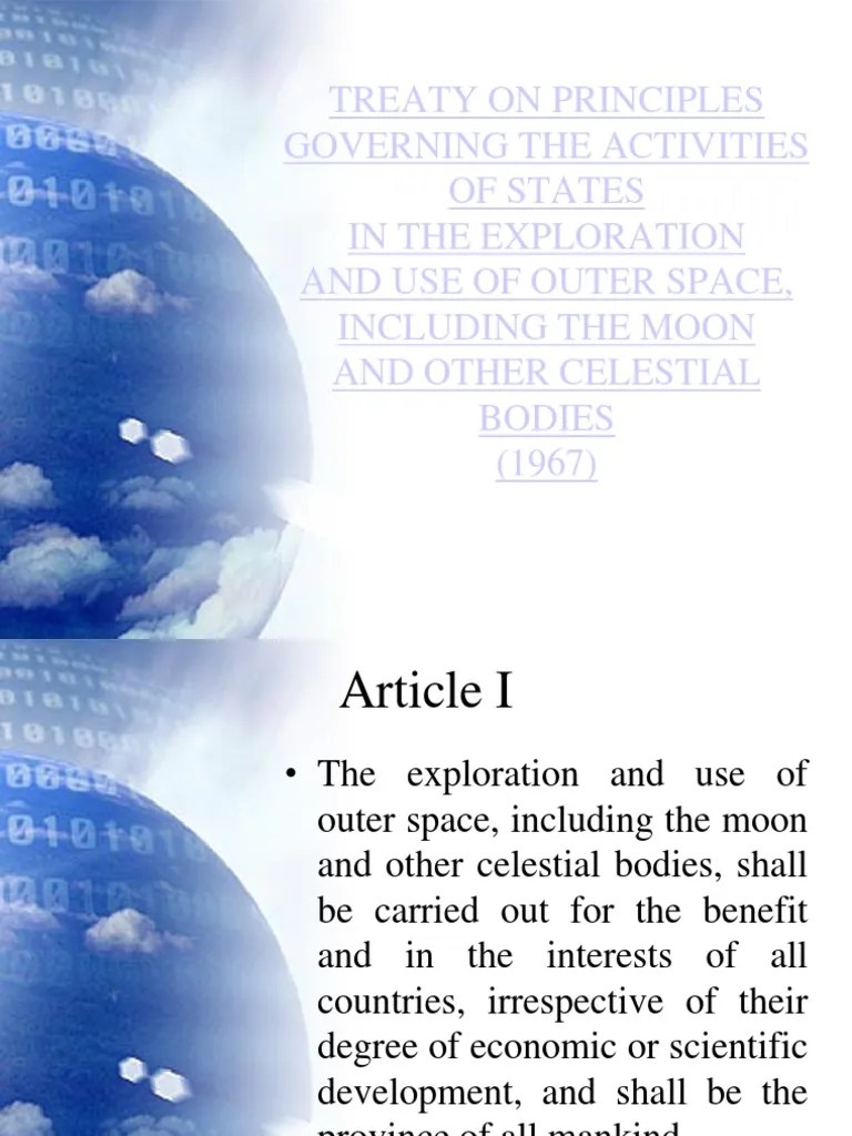 Space Treaty 1967 PDF Treaty Outer Space