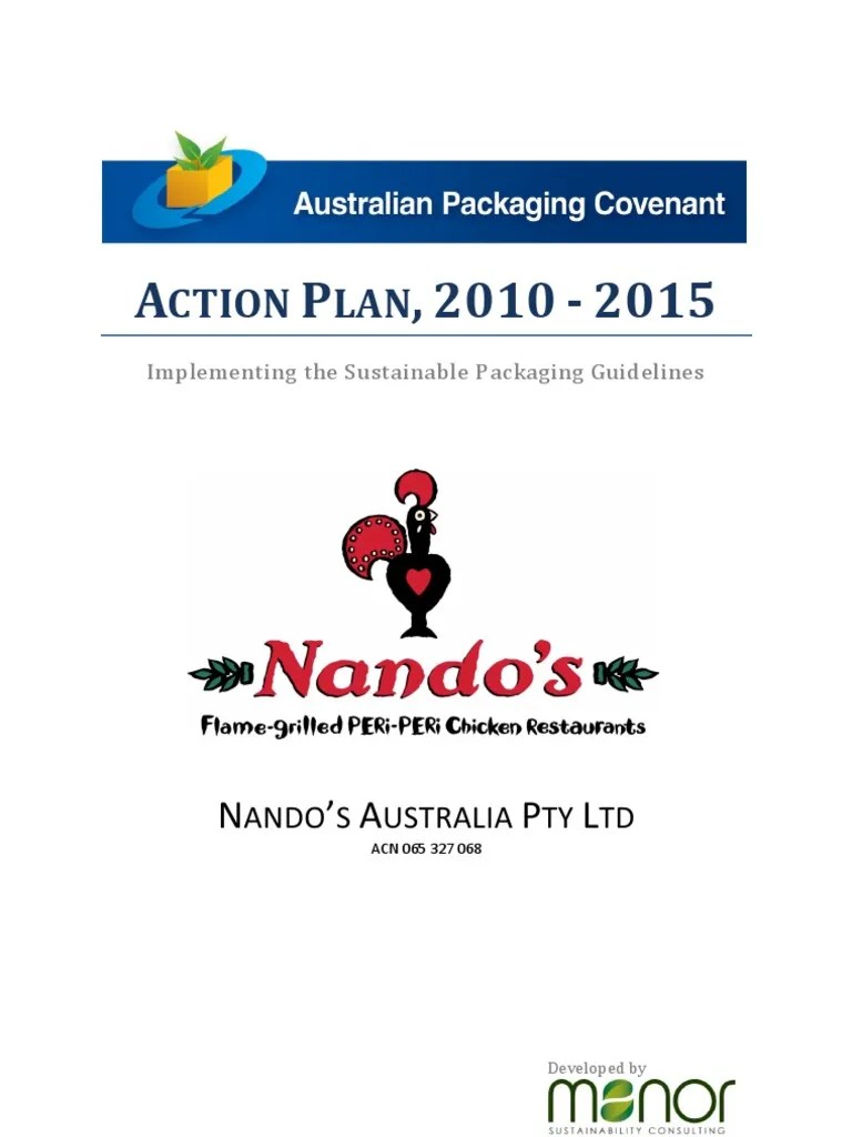 Nandos Australia Apc Action Plan PDF Recycling Packaging And Labeling