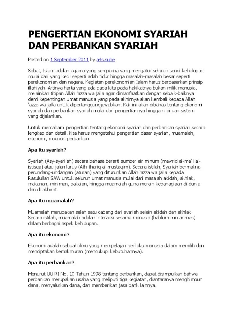 Pengertian Ekonomi Syariah Dan Perbankan Syariah5 | PDF
