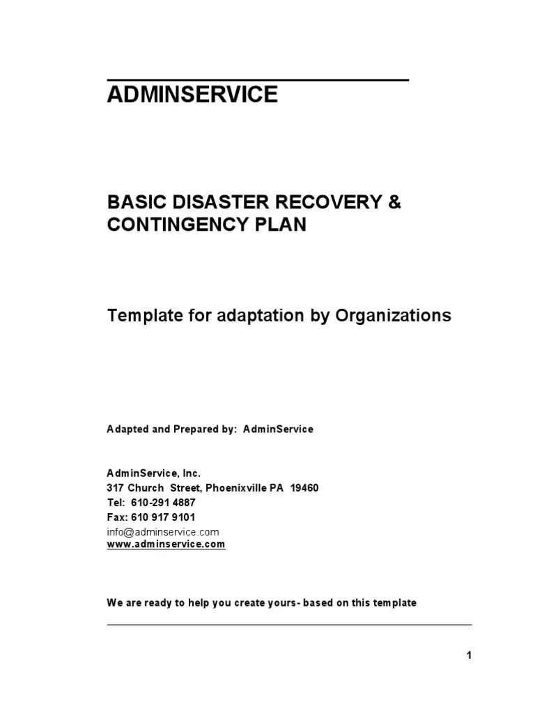 Basic Disaster Recovery Plan Template Emergency Evacuation Data Center