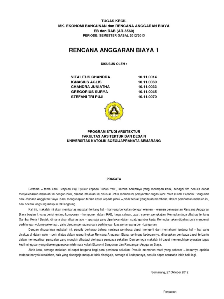 RENCANA ANGGARAN BIAYA 1