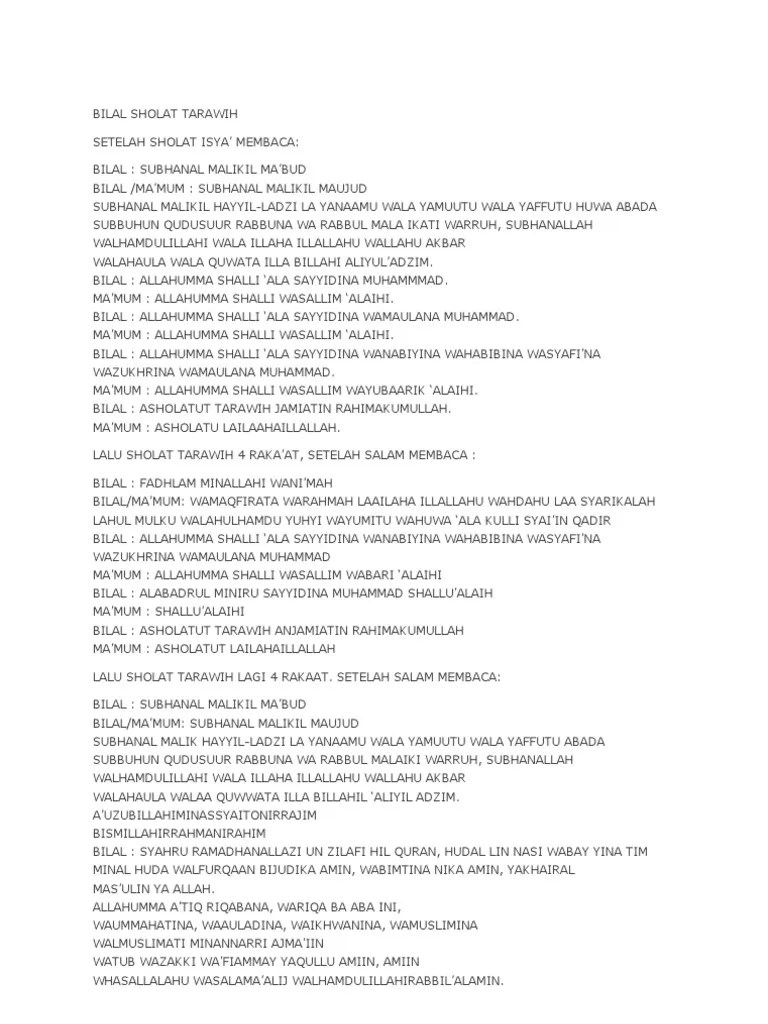 Bilal Sholat Tarawih | PDF | Salat | Ramadan
