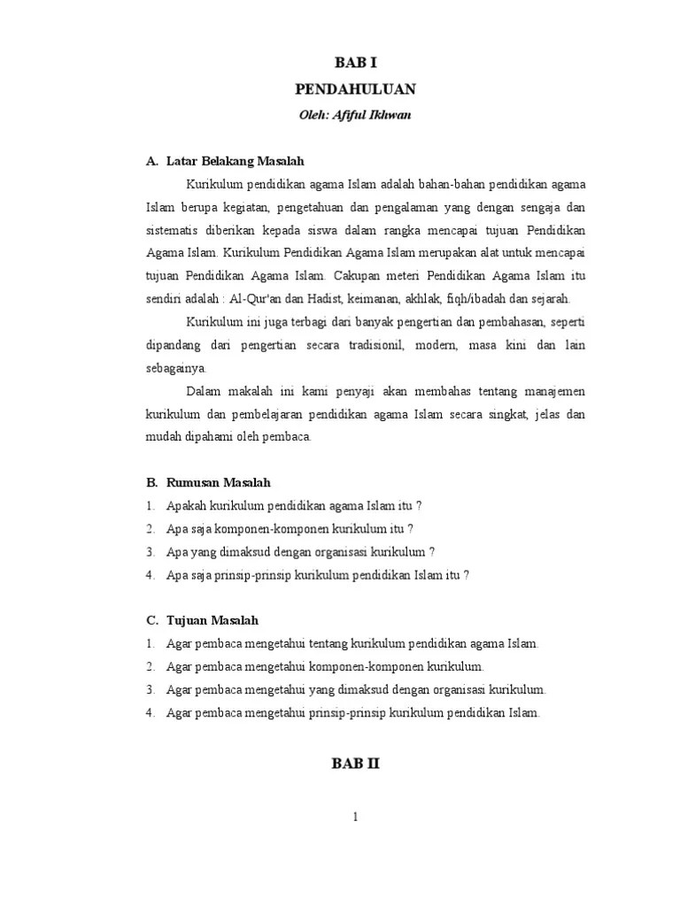 MANAJEMEN KURIKULUM DAN PEMBELAJARAN PENDIDIKAN ISLAM