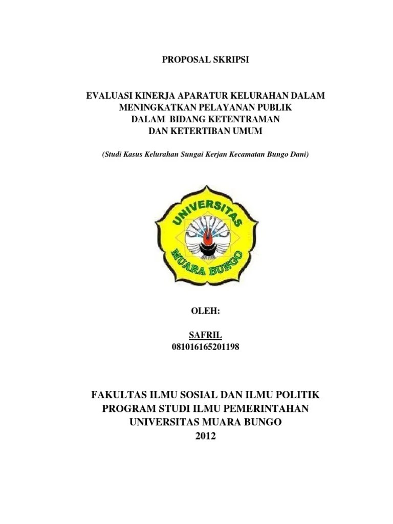 Proposal Skripsi Evaluasi Kinerja Aparatur Kelurahan Sungai Kerjan Bungo Dani - Umb | Pdf