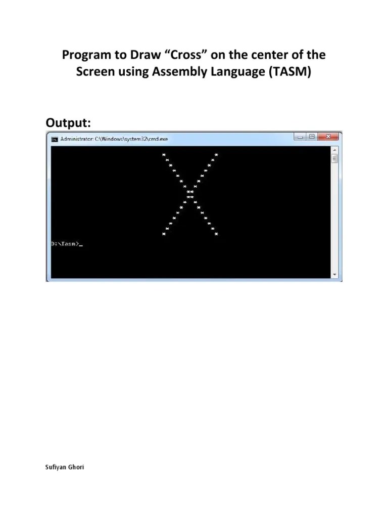Cross on the Center of Screen in Assembly Language using TASM