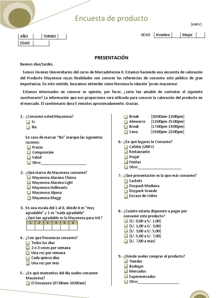 Encuesta de Producto