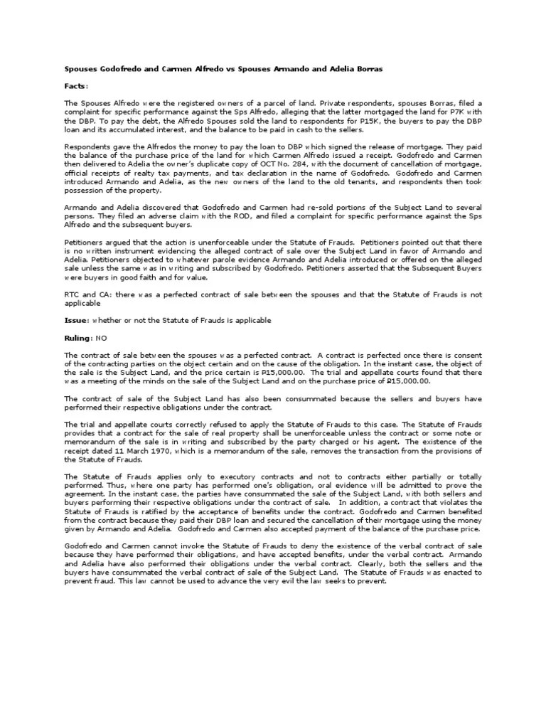 The Perfect Contract When the Statute of Frauds Does Not Apply to a