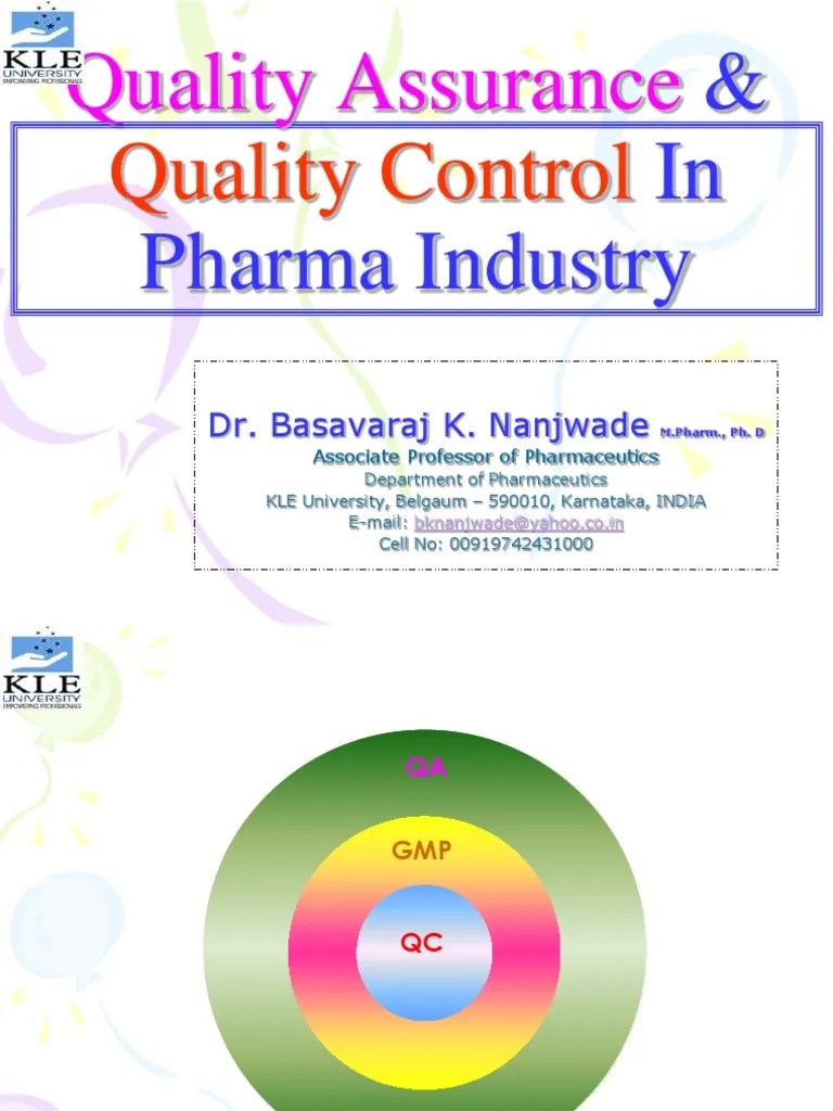 Quality Assurance Control in Pharma Industry Quality Assurance
