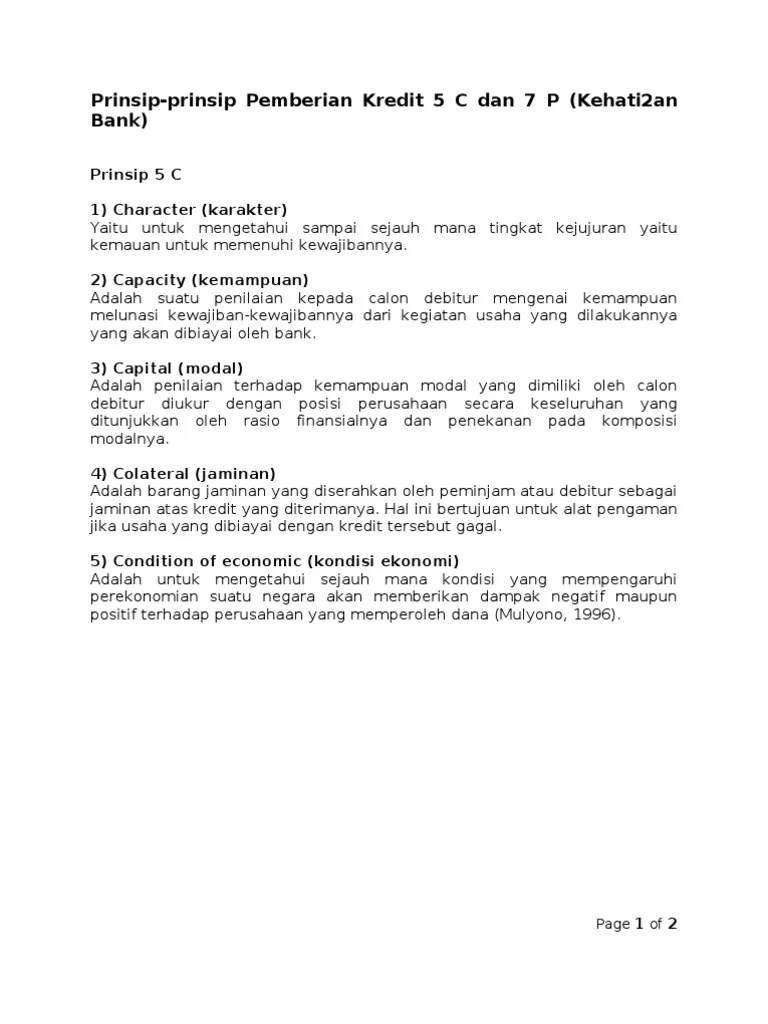 Prinsip Kredit Bank5C + 7P | PDF