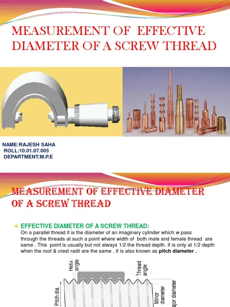 Measurement of Major Diameter & Effective Diameter