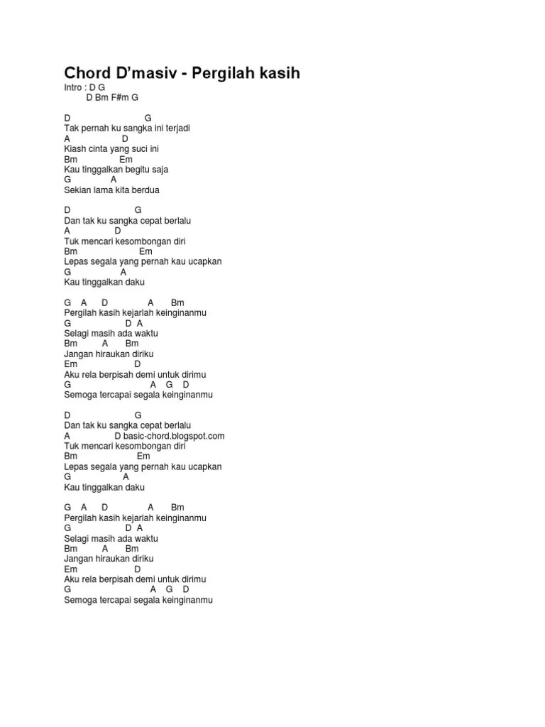 Kunci Lagu Pergilah Kasih D&rsquo;masiv
