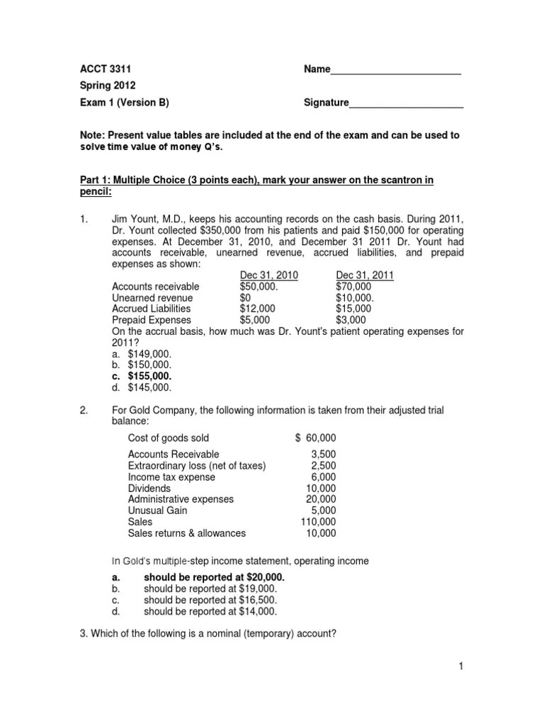 Wiley Practice Exam 1 with Solutions Financial Accounting Standards