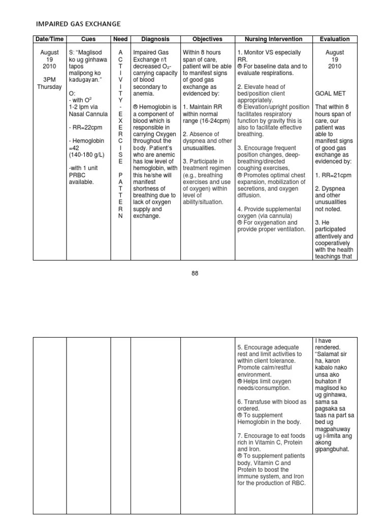 Impaired Gas Exchange Ncp Breathing Respiratory Syste vrogue.co