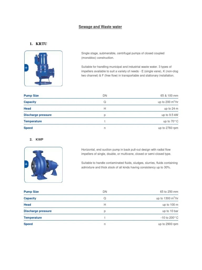 KSB Pumps _Sewage & Waste Water Pump Mechanical Engineering