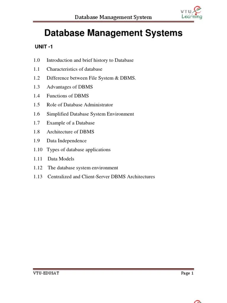 VTU 5TH SEM CSE DBMS NOTES Relational Database Data Model