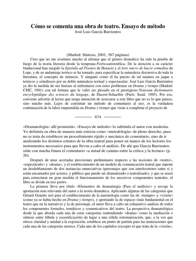 Cómo se comenta una obra de teatro Teatro Autor Prueba gratuita