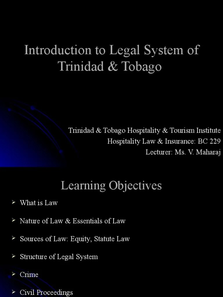 Introduction to Legal System of Trinidad and Tobago Precedent