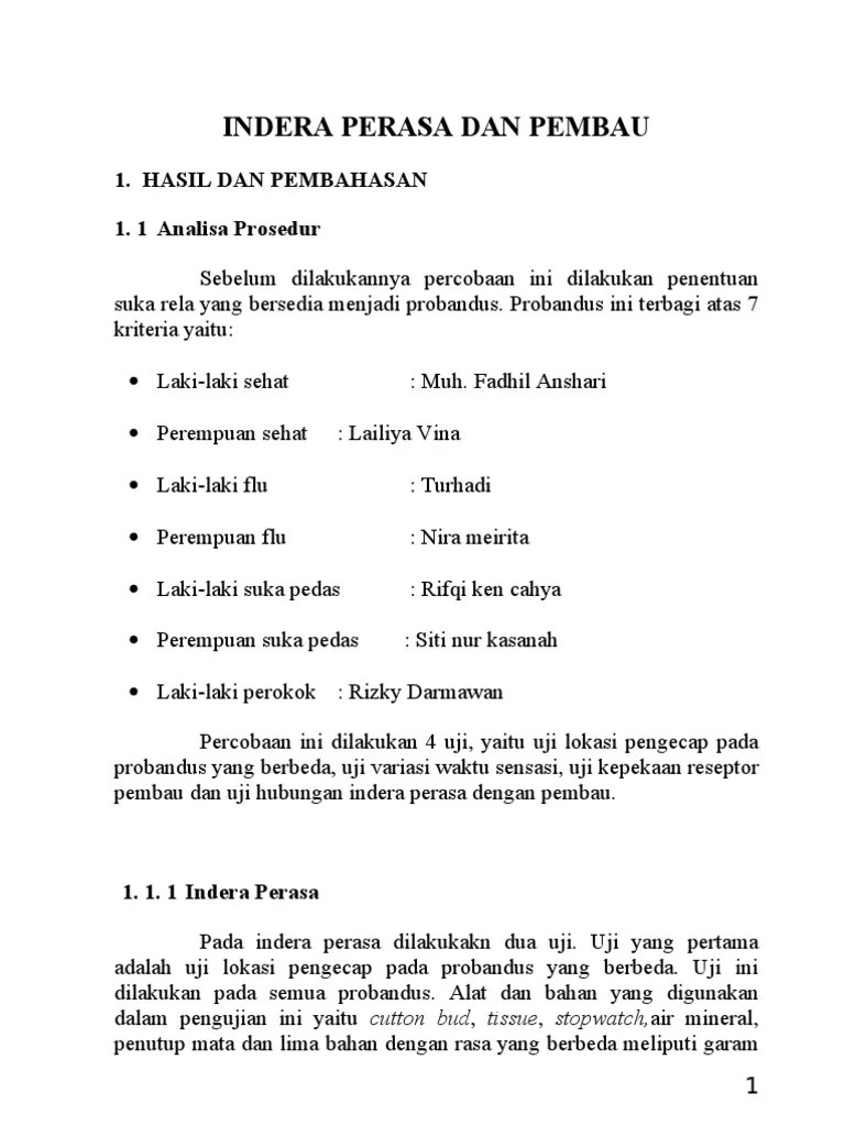 Indera Perasa Dan Pembau | PDF