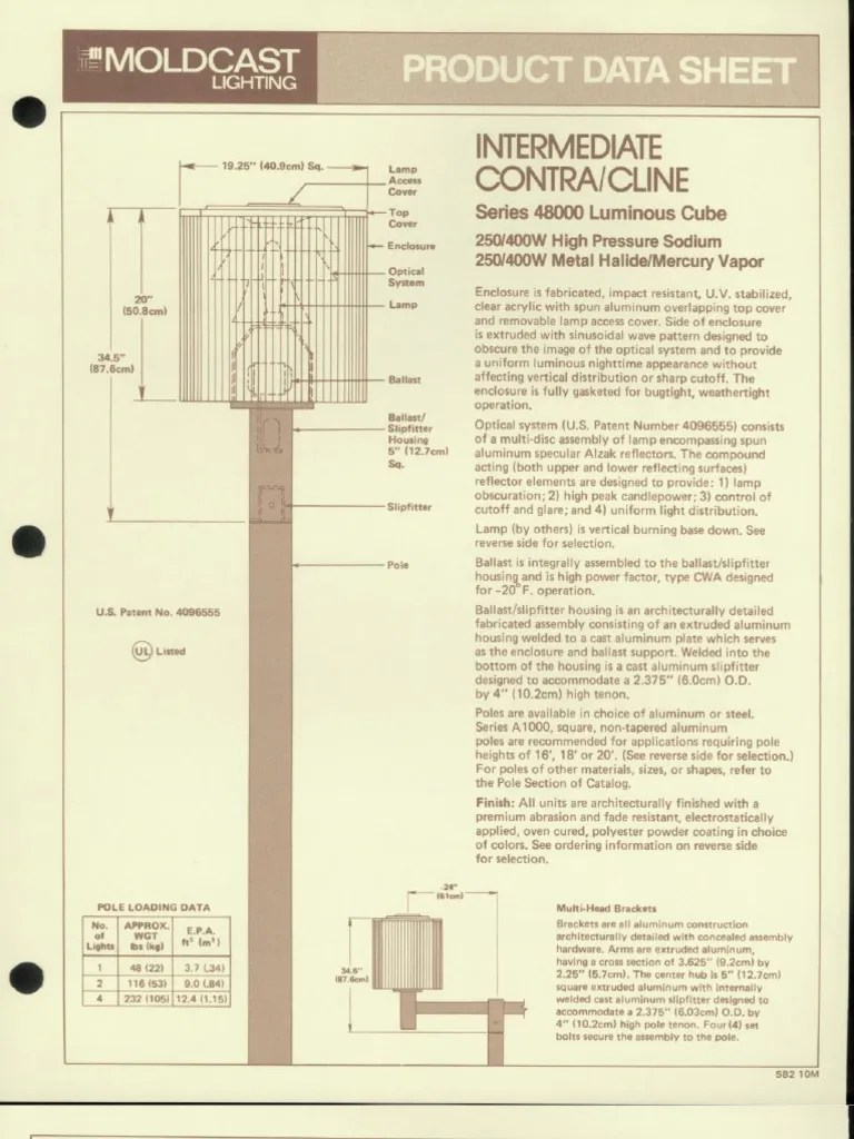 Moldcast Lighting Product Data Sheet Contra Cline Intermediate Luminous