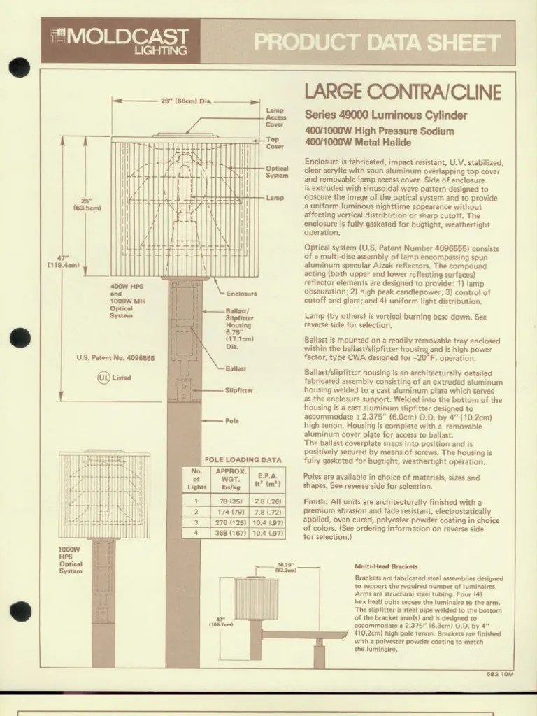 Moldcast Lighting Product Data Sheet Contra Cline Large Luminous