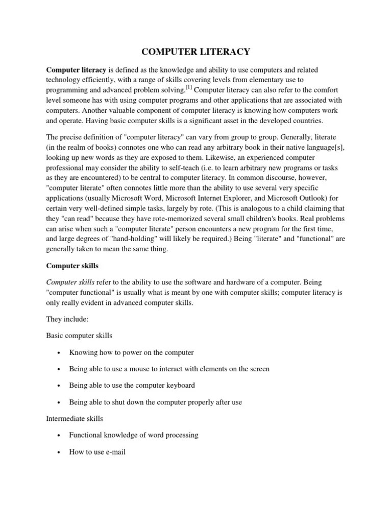 Computer Literacy PDF Fair Use Literacy