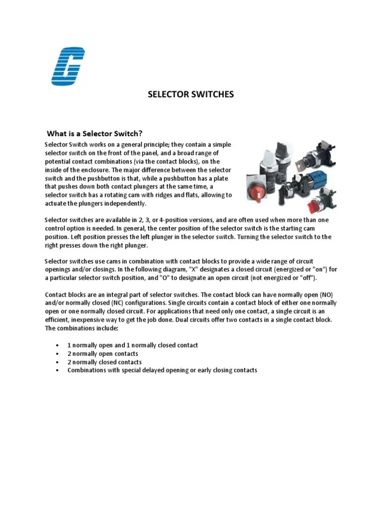How Selector Switches Work PDF Switch Components