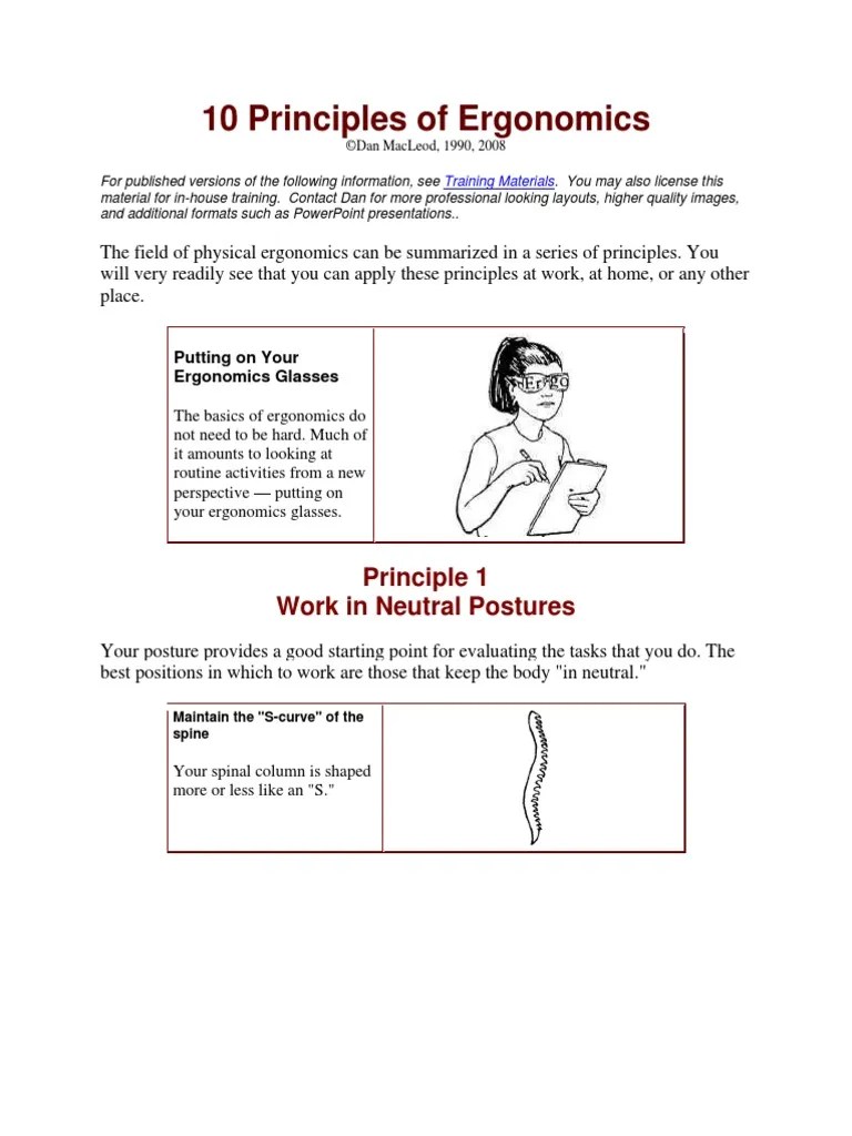 10 Principles of Ergonomics Lighting Elbow