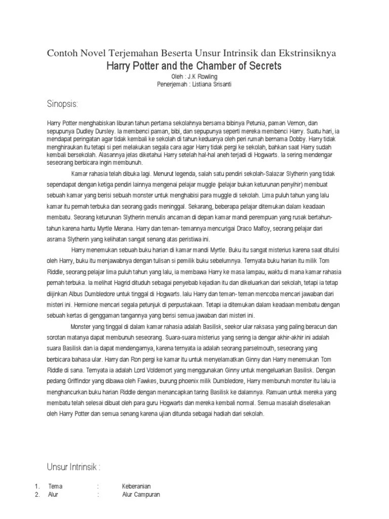 Contoh Novel Beserta Strukturnya Dan Unsur Intrinsiknya