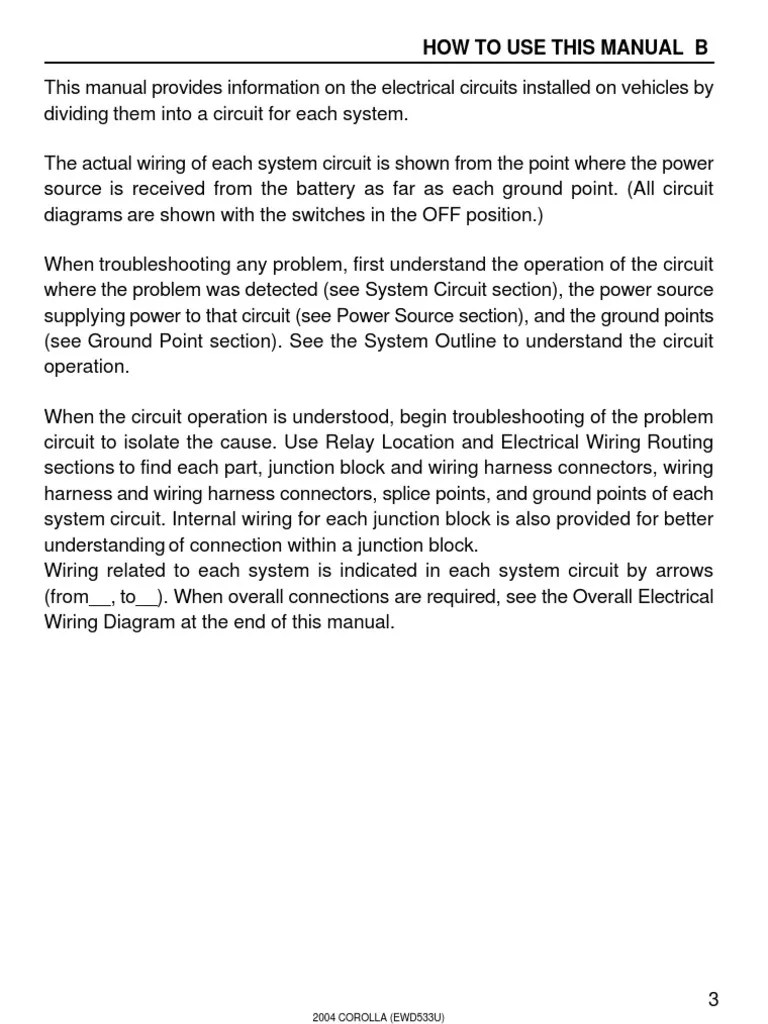 2004 Corolla Electrical Diagram - Howtouse | PDF | Electrical Wiring