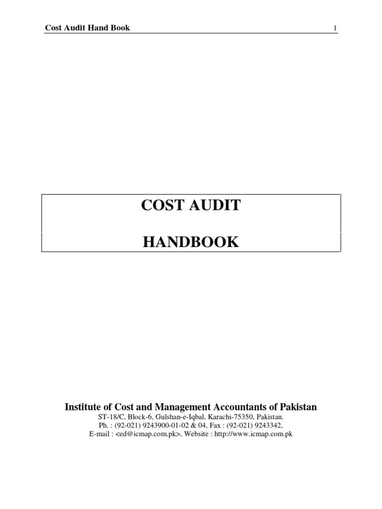 Cost Audit Handbook PDF Financial Audit Audit