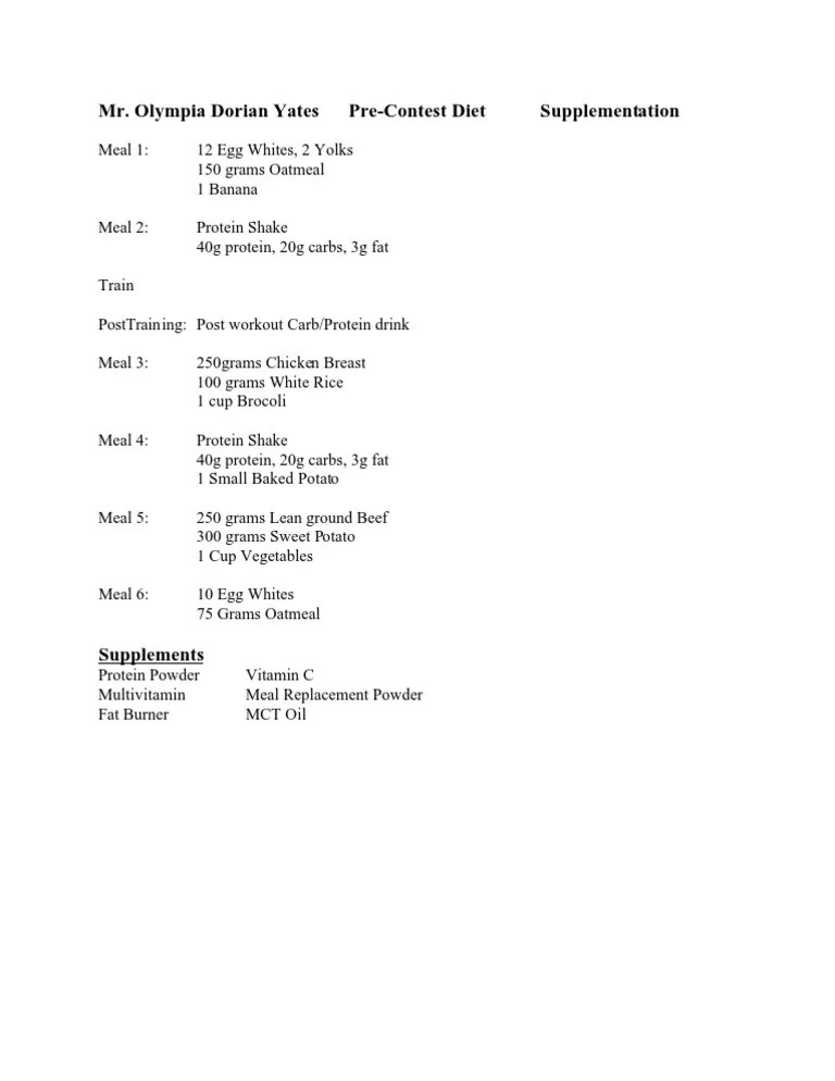 Dorian Yates Pre Diet