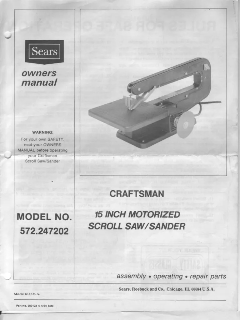 Craftsman Scroll Saw Manual PDF Glasses Equipment