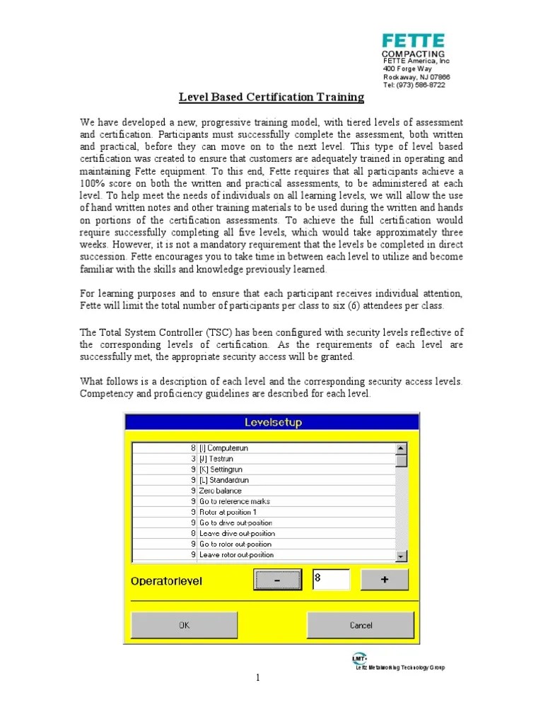 Level Based Training Outline Tablet (Pharmacy) Machines