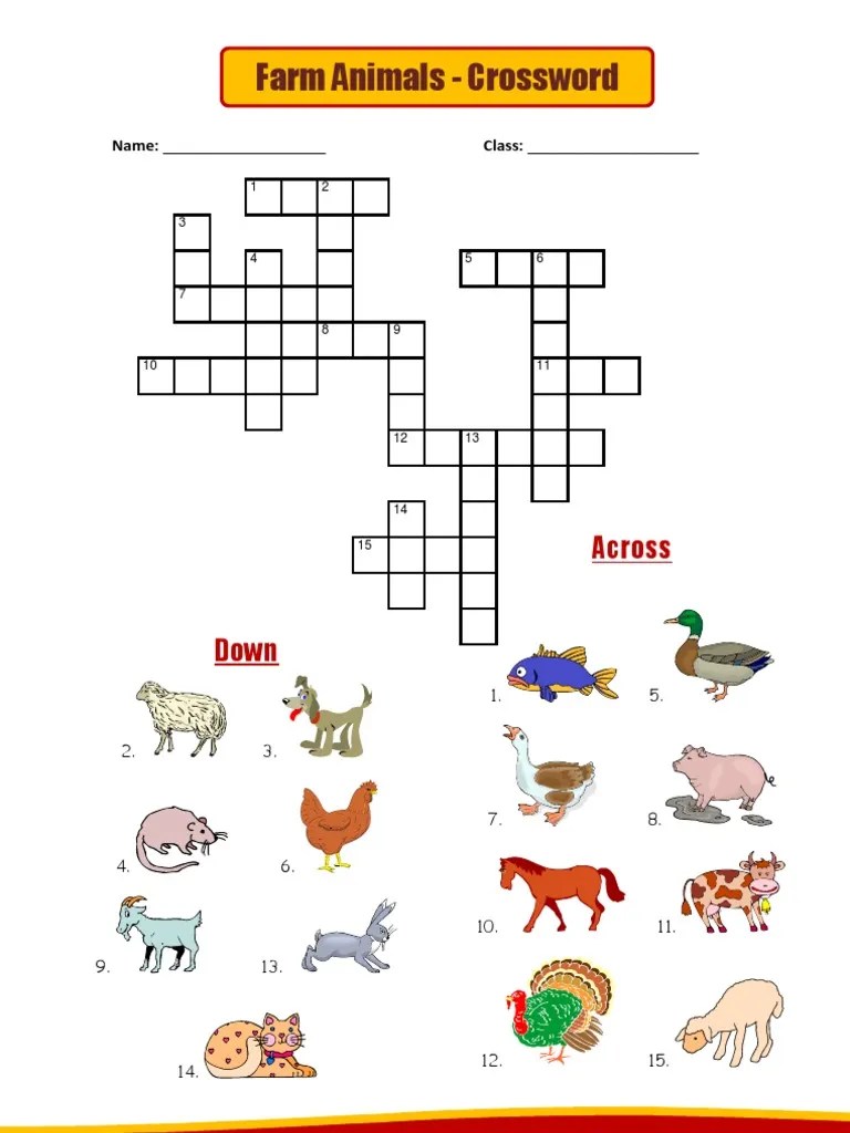 Farm Animal Crossword