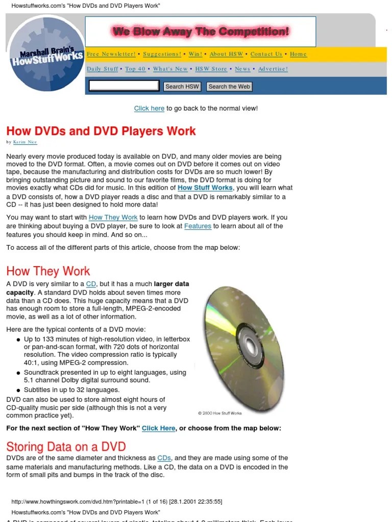 How DVDs and DVD Players Work Dvd Compact Disc