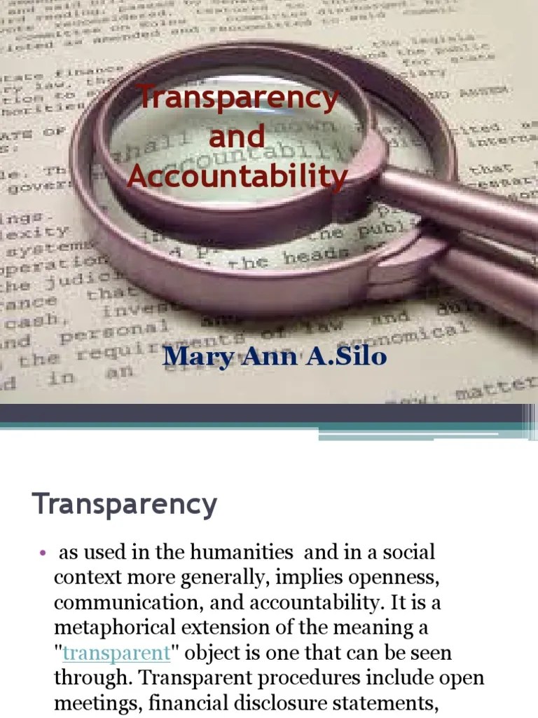 Transparency & Accountability.ppt Transparency (Behavior