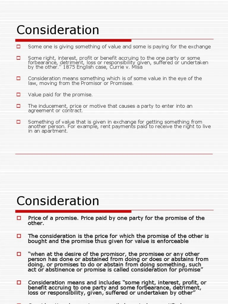 Consideration Offer And Acceptance Consideration