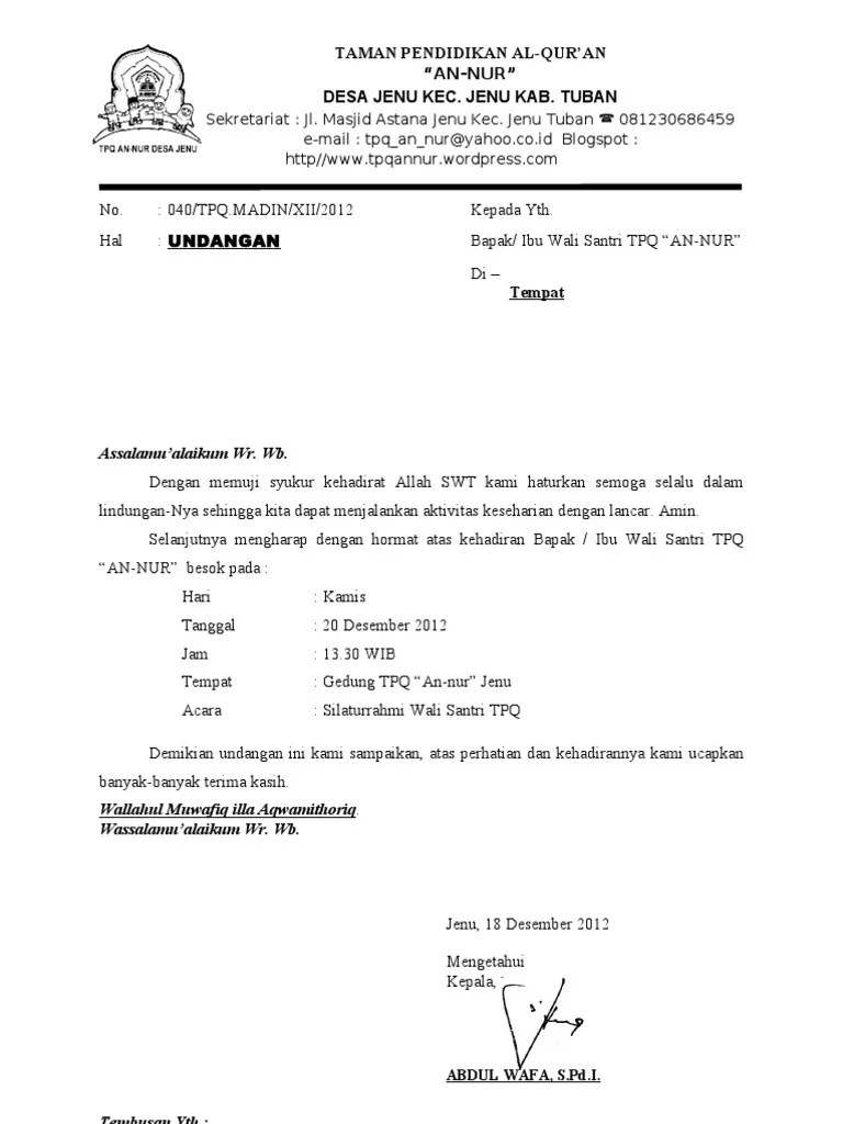 Undangan Pertemuan Wali Santri PDF