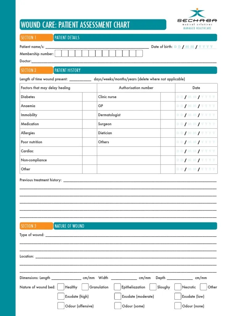 Wound Care Patient Assessment Chart